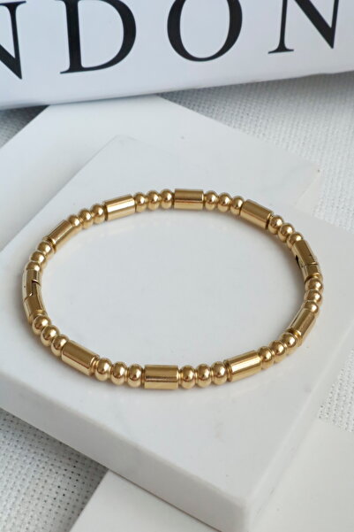 DEMOKAN Kadın Çelik Bileklik Silindir Topçuk Model Kelepçe Bileklik