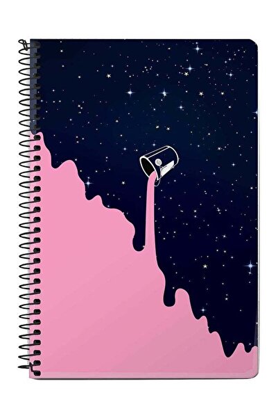 Stylizedd دفتر ملاحظات حلزوني A5 بتصميم درب التبانة من بيري، وردي/أزرق