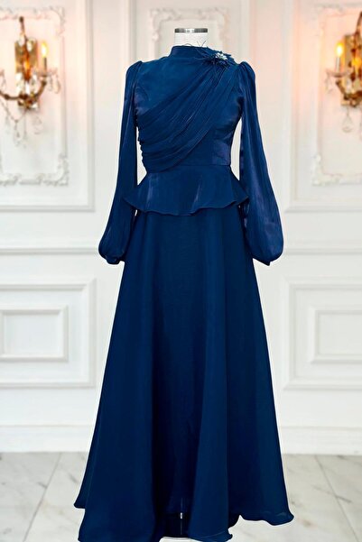 Amine Hüma Gaye Abiye Elbise Lacivert