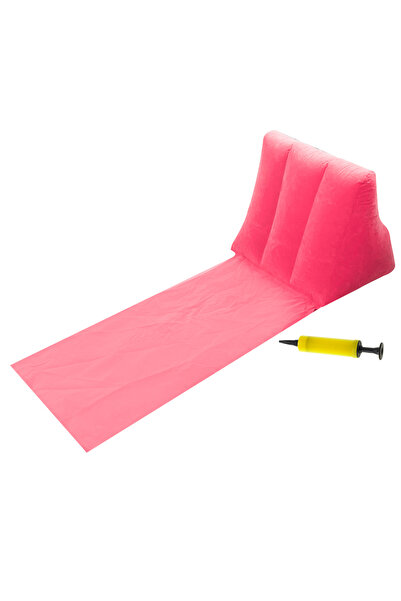 OEM Φουσκωτή ξαπλώστρα με πλάτη + αντλία, Φορητή, 138x48x48 cm, Ροζ