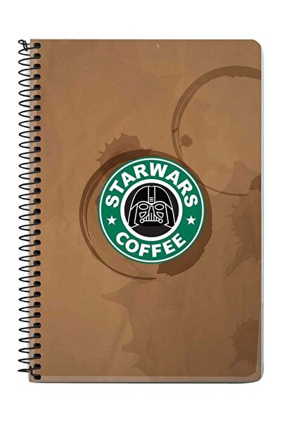 Stylizedd دفتر ملاحظات حلزوني A5 من Starwars Coffee باللون البني/الأخضر