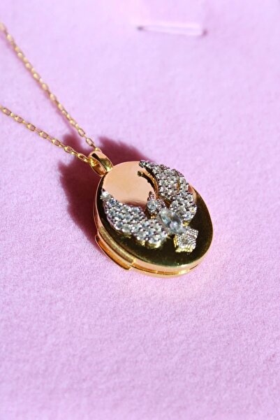 Harlofia Jewelry 925 Ayar Gümüş Gold Kaplama Kapaklı Anka Kuşu Alya Kolye