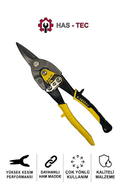 HAS-TEC Köşebent Makası | Sağ Kesim, Endüstriyel Çelik Bıçak, Ergonomik Sarı-Siyah Sap