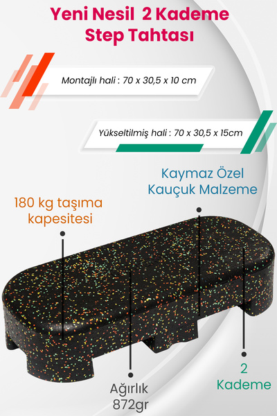 Hsport 2 Kademe En Dayanıklı Kırılmaz Step Tahtası Yırtılmaz Kauçuk Ultra Hafif Step Fitness Egzersiz Aleti