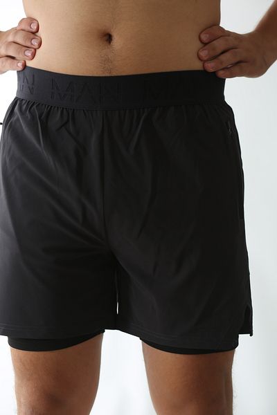man of man man man of man Man of Man Men's Written Lined Dark Anthracite Shorts