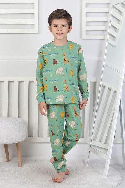 ZUZUNGA Patterned 100% Cotton Boys Pajama Set