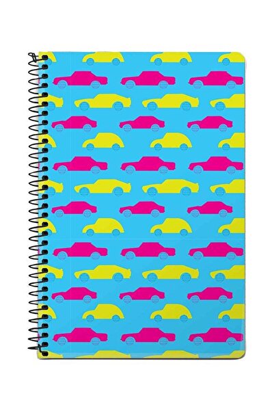Stylizedd دفتر ملاحظات حلزوني A5 "سيارات متحركة" أزرق/وردي/أصفر