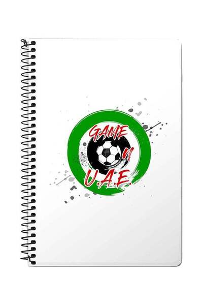 Stylizedd دفتر ملاحظات حلزوني A5 من Game On U.A.E.، أبيض/أخضر/أحمر
