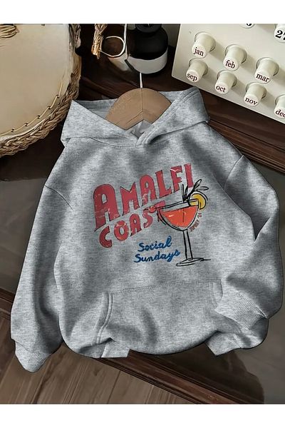 FUFLUNS Amalfi Coast Printed Oversize Unisex Hooded Sweatshirt