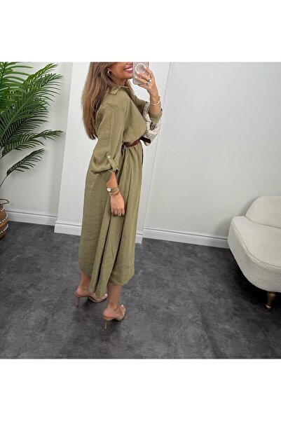 Lavanta Tekstil Belted Shirt Dress