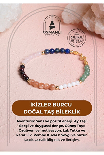 OSMANLI DOĞAL TAŞ Sertifikalı İkizler Burcu Doğal Taş Bileklik