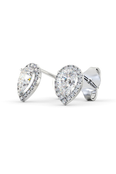Moissanite Teardrop Halo Earrings 0.6 CT