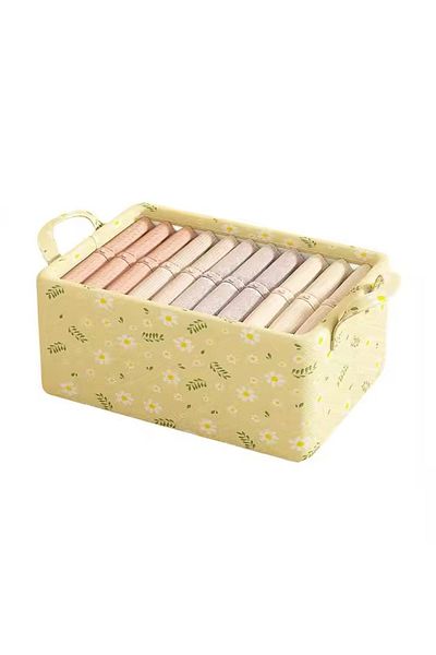 divendi-ro Clothes storage box, open, foldable, with handle, canvas, 47x20x28 cm, yellow