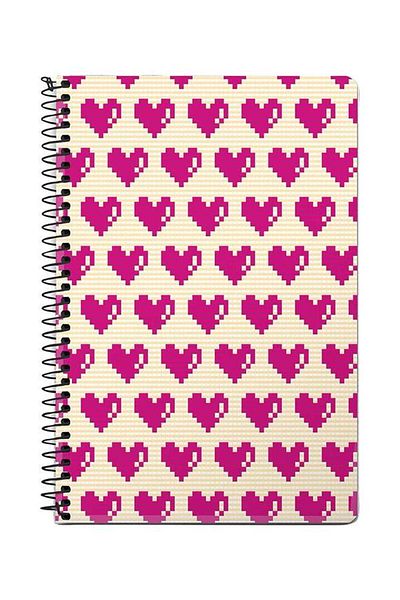 Stylizedd Pixel Hearts A5 Spiral Notebook White/Pink
