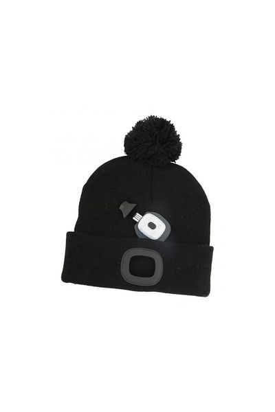 Strend Pro Hat with headlamp, 4 x SMD LED, Christmas model, black, USB, 60 lm, size L