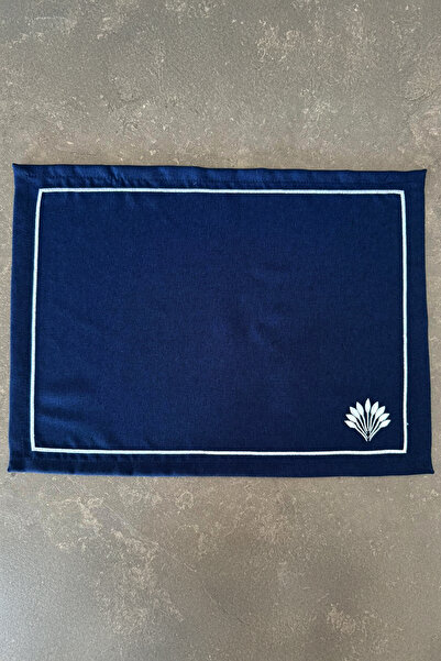 ASDİVA Elira Brodat Minimal Detaliu Frunză Înramă 1 Bucă American Service 45x35 cm - Bleumarin