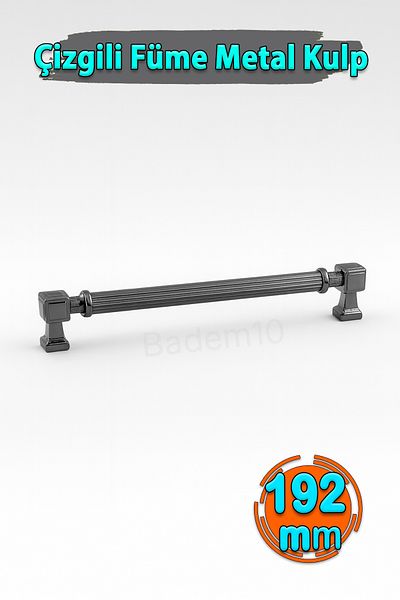 Badem10 Talas 192 mm Striped Smoked Metal Handle Furniture Drawer Kitchen Cabinet Cupboard Handles Kulb 19.2 cm