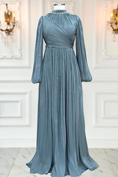 Amine Hüma Pelin Abiye Elbise Petrol