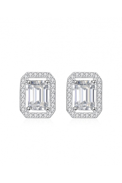 Moissanite Cercei stud cu tăietură smarald