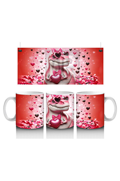 Luluyen Cute Monster with Pink Tail Drilling the Wall – Printed Coffee Mug