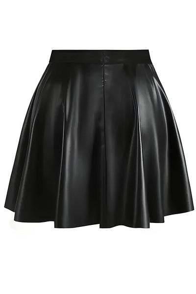 StilVibe High Waist A-Line Leather Skirt