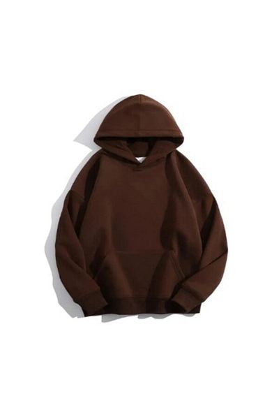 Ferhatlı Unisex Basic Hooded Unprinted Plain Oversize Wide 3 Thread Hoodie Sweatshirt