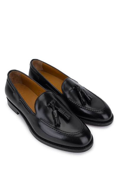 ROSSI Women's Genuine Leather Black Loafer Shoes