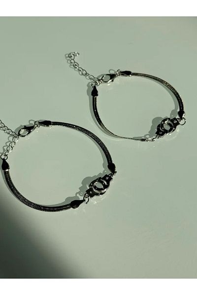 Harlofia Jewelry Double Handcuff Bonnie&Clyde Bracelet Set