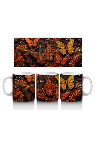 Luluyen نمط مجمعة الفراشات البرتقالية - كوب مطبوع