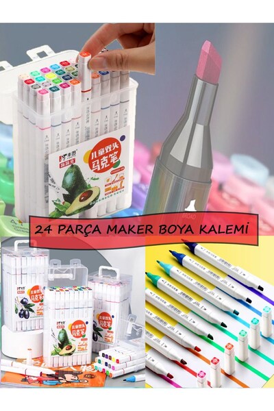 Kiesa مجموعة أقلام تحديد احترافية مزدوجة الجوانب مكونة من 24 قطعة مجموعة أقلا...