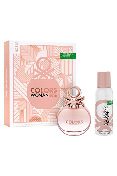 Benetton Colors De Woman Rose for Women Set EDT 80Ml and 24H Deodorant 150Ml