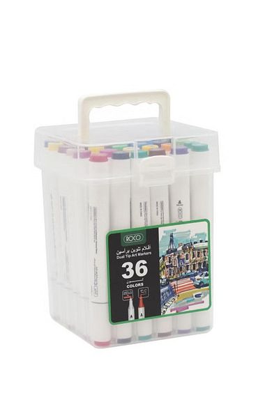 Roco Sketch Marker Set – 36 Colors Graphic Art Markers Assorted Twin Tip