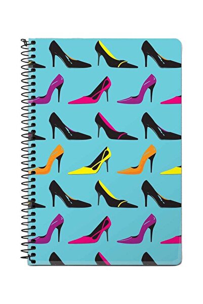 Stylizedd دفتر ملاحظات حلزوني مقاس A5 من Heel Story باللون الأزرق/الأسود/الأرجواني