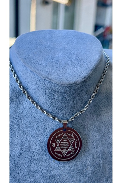 İNN JEWELLERY Steel Necklace 60 cm Tarnish-Free Hz. Figured with Solomon's Seal (2 Years Importer Guarantee)