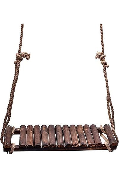 genric FFD Rustic Wooden Swing Seat - Brown, 60x210x27 cm - Kids & Adults Garden Swing Seat Swing Chair