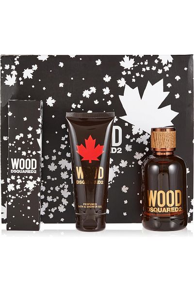 DSquared2 Wood for Men Set EDT 100Ml with B & Showe Gel 100Ml with Black Key Ring