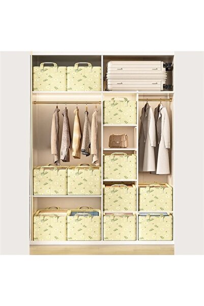 divendi-ro Clothes storage box, open, foldable, with handle, canvas, 47x20x28 cm, yellow