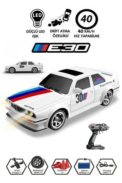 hediyecik Uzaktan Kumandalı Bmw E30 Drift Arabası Şarjlı Işıklı Rc Araba 40Km...