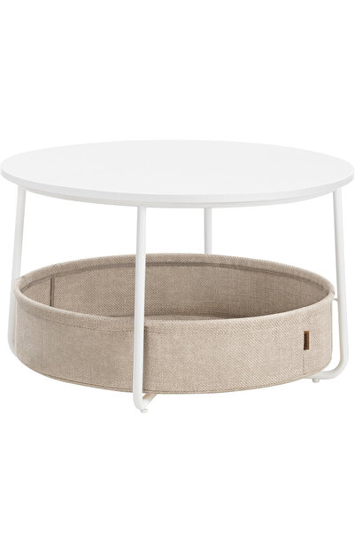 VASAGLE Masă de cafea rotundă cu coș din material textil, stil modern, 45x75c...