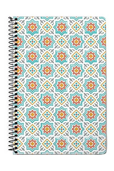 Stylizedd دفتر ملاحظات حلزوني A5 بتصميم فسيفساء مغربي متعدد الألوان