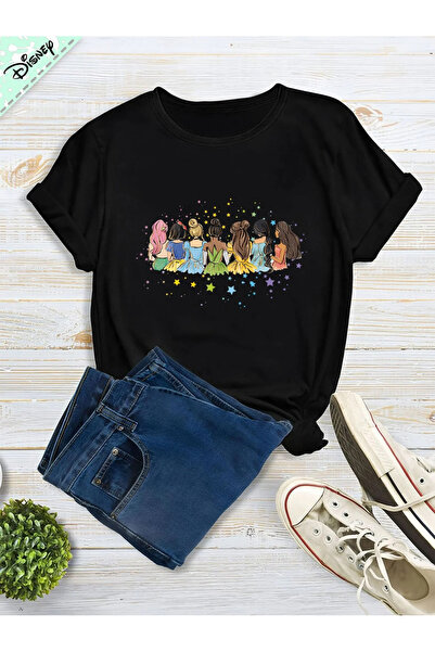 LAYORA Disney Princess Back Design Women's T-Shirt - Summer Short Sleeve, Ani...
