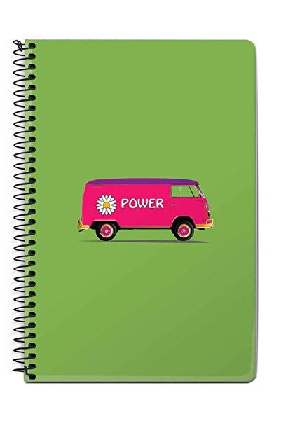 Stylizedd Flower Power A5 Spiral Notebook Green/Pink