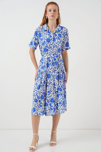 Merterium Women's Short Sleeve Patterned Dress Saks 1181