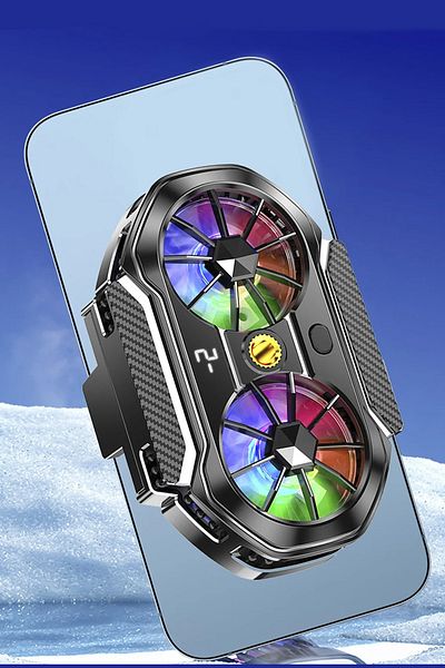 EXENAR Dual Fan Gaming Phone Air Cooling Fan Radiator with Degree Display Silent Fan Phone Cooler