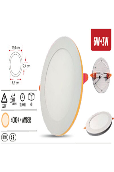 YCL ALP 1333 3 Fonksiyonlu Ayarlanabilir Yuvarlak Led Panel 6W+3W 4000K+Amber – Sıva Altı