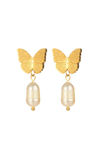Eva Grace Cercei Daria, aurii, cu perle, în formă de fluture, din oțel inoxidabil - Colecția Universe of P