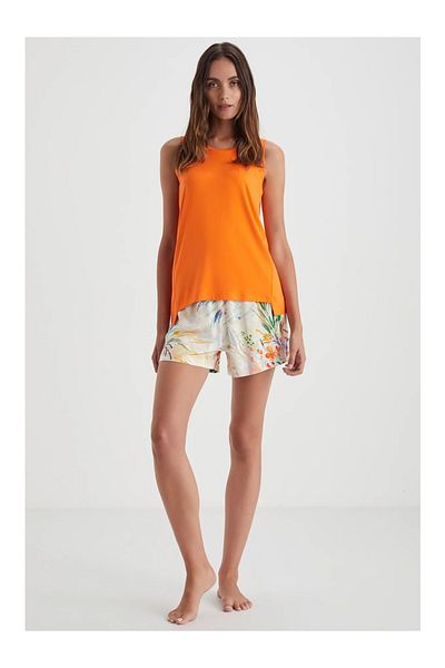 Catherine's Catheri̇nes Thick Straped Circle Neck Soft Textured Fabric Women's Shorts Pjs Set