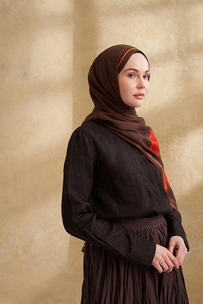 ARMANDA Coffee Cotton Modal Shawl 3382