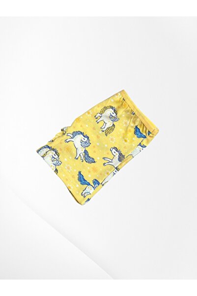 elmas kids Girl's 100% Cotton Yellow Color Unicorn Patterned Thin Strap Tank Top Boxer Set