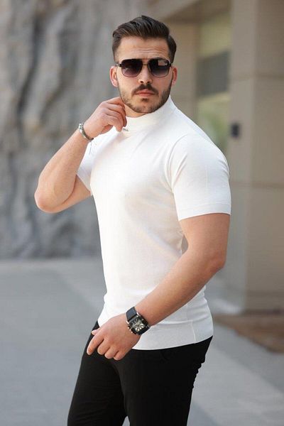 Aymood Men's Half Turtleneck Short Sleeve T-Shirt